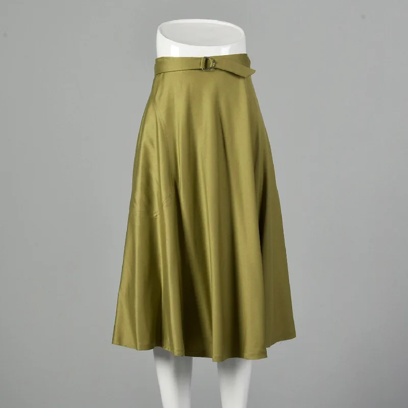 Ellen Tracy 1970s Green Wrap Skirt lace skirt elegant