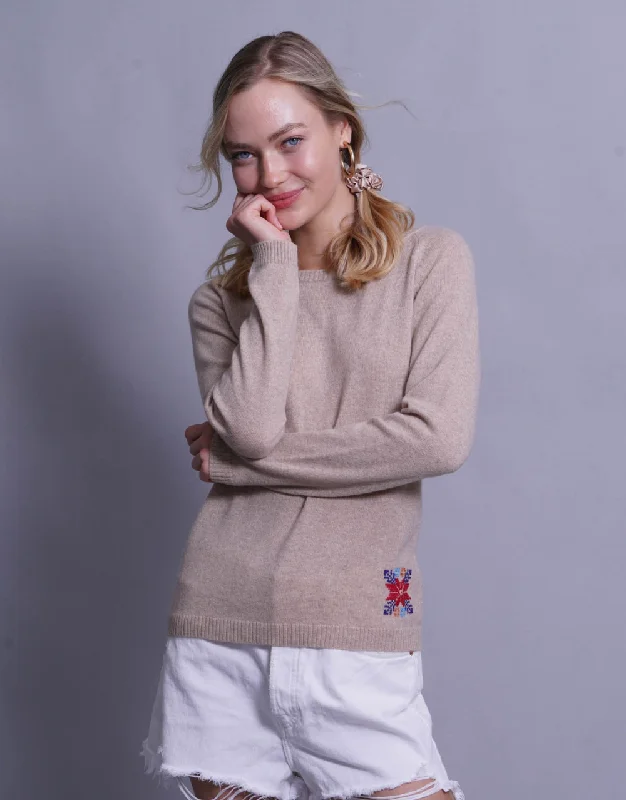 Beirut Sweater in Beige Terry Blend Velvet Blend Canvas Blend