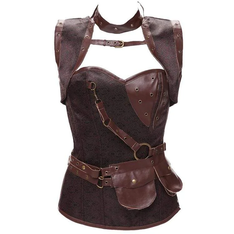 Women's Spiral Steel Boned Steampunk Gothic Vintage Brocade Corset with Jacket and Belt Quilted Jacket Puffer Jacket Insulated Jacket Women's Spiral Steel Boned Steampunk Gothic Vintage Brocade Corset with Jacket and Belt Quilted Jacket Puffer Jacket Insulated Jacket