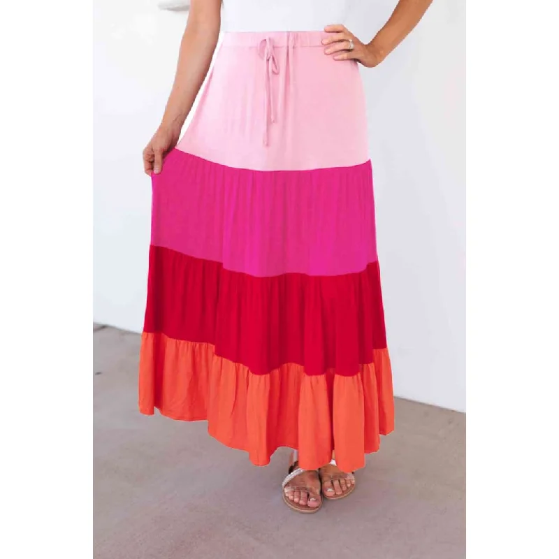 Mariana Tiered Maxi Skirt silk skirt luxurious
