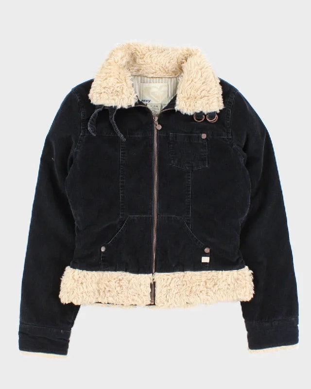 Y2K 00s Roxy Womens Navy Corduroy Jacket - XS Collared Jacket Crew Neck Jacket Turtle Neck Jacket Y2K 00s Roxy Womens Navy Corduroy Jacket - XS Collared Jacket Crew Neck Jacket Turtle Neck Jacket