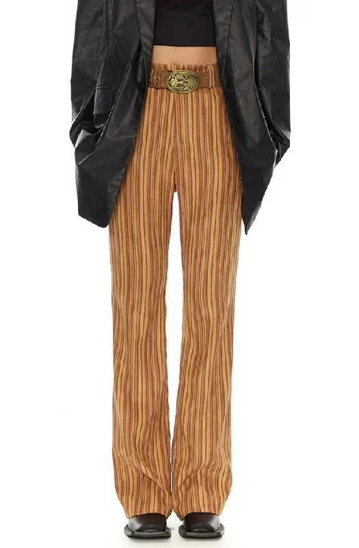 Striped Western Flare Pants Casual Plaid Pants