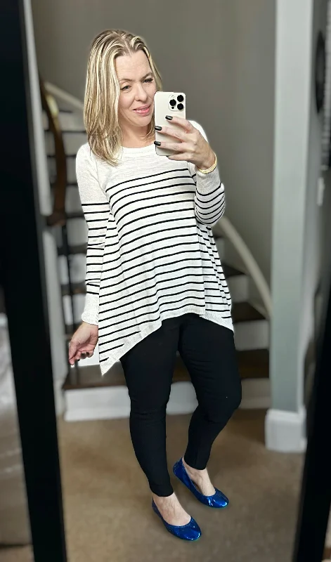 Ivory with Black Striped Sharkbite Sweater Hooded Sweater Collared Sweater Shawl Collar Ivory with Black Striped Sharkbite Sweater Hooded Sweater Collared Sweater Shawl Collar