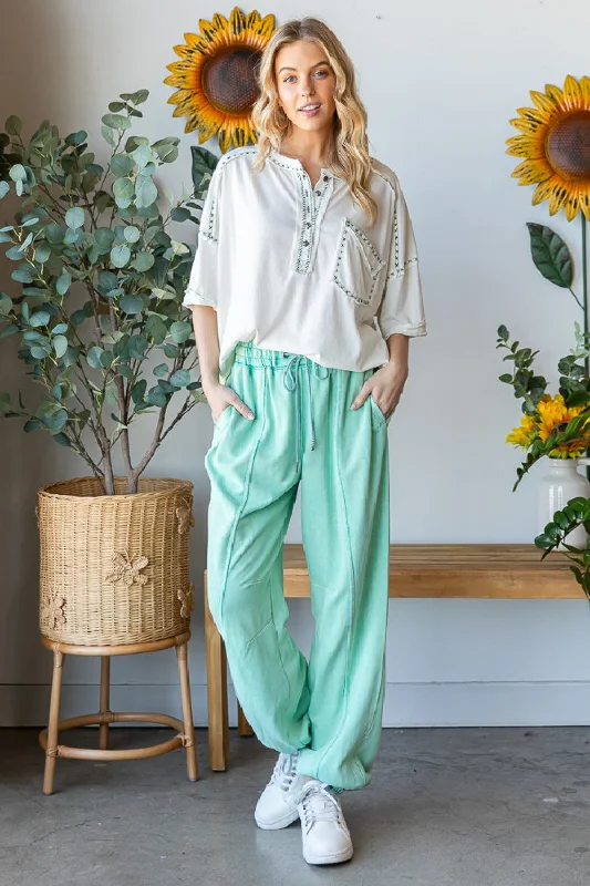 Mineral Washed Comfy Jogger Pants - Oli & Hali Comfortable Denim Pants