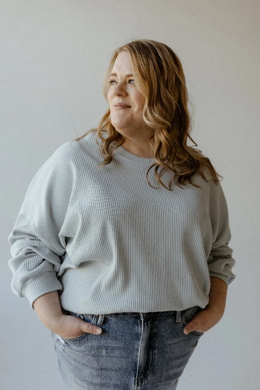 RIBBED CROPPED SWEATER IN BABY BLUE Terry Blend Velvet Blend Canvas Blend