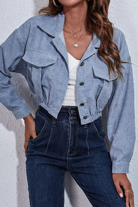LONG SLEEVE LOOSE SHORT JACKET Elasticated Jacket Padded Jacket Insulated Jacket