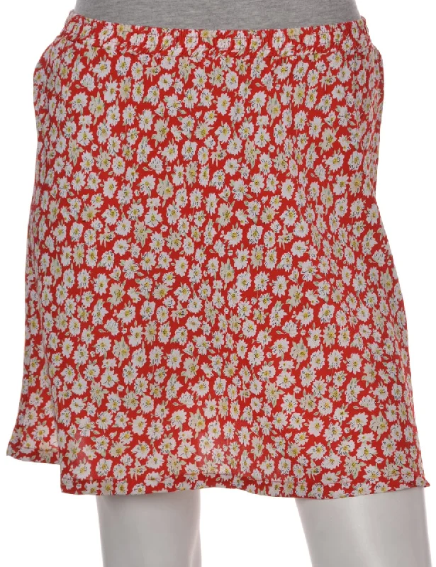 Red Mini Skirt silk skirt lustrous