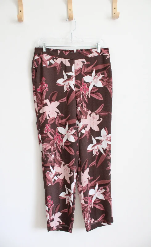 Chico's Brown & Pink Loose Flowy Pants | 0R Fashionable Sporty Pants