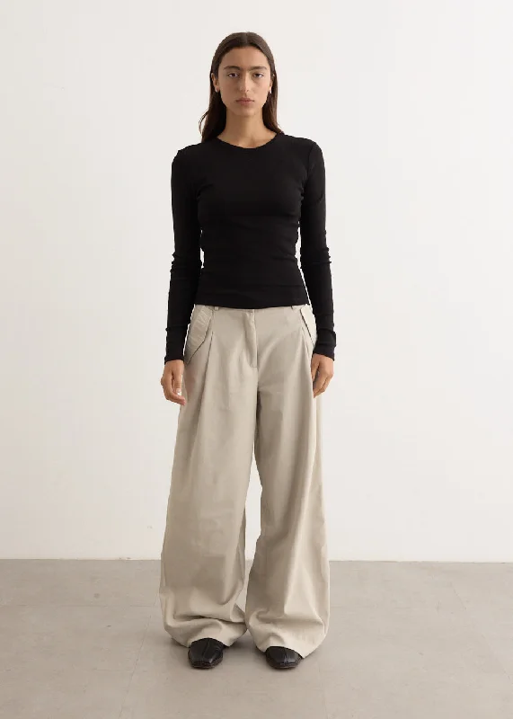 Utility Pleat Pants Chic Faux Leather Pants
