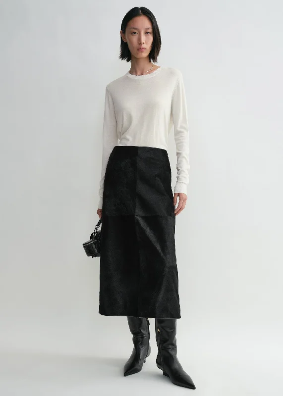 Pony hair skirt black corduroy skirt cozy