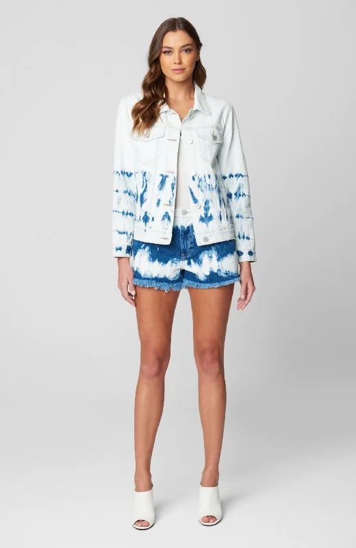 BlankNYC- Manic Monday Tie Dye Denim Jacket Front Pockets Side Pockets Patch Pockets BlankNYC- Manic Monday Tie Dye Denim Jacket Front Pockets Side Pockets Patch Pockets