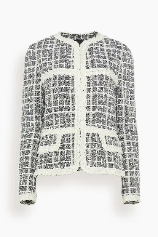 Jacket in Grey/White Satin Jacket Silk Jacket Chiffon Jacket