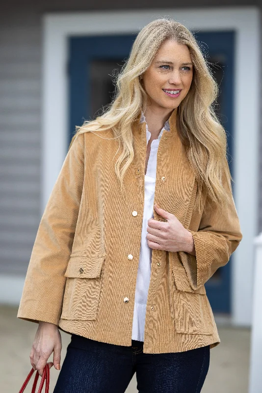 Courtney Jacket in Camel Corduroy Toggled Jacket Drawstring Jacket Belted Jacket