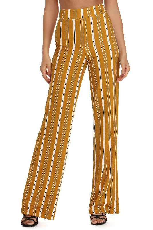 Stylish And Striped Wide Leg Pants Modern Stretch Trousers