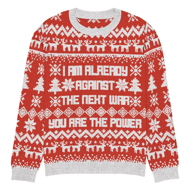 I'm Already against the Next War Knitted Ugly Christmas sweater Zippered Buttoned Snapped I'm Already against the Next War Knitted Ugly Christmas sweater Zippered Buttoned Snapped
