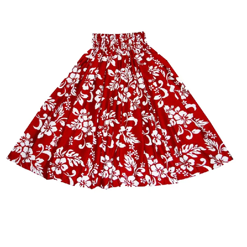 Original Hibiscus Cotton Red Hula Skirt Made in Hawaii summer skirt style