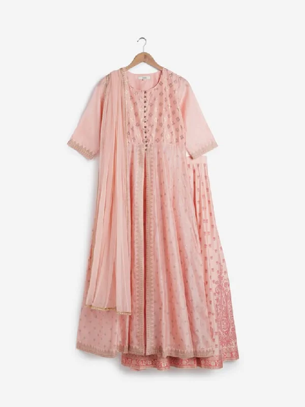 Vark Pink Kurta, Dupatta And Skirt Set wool skirt warm