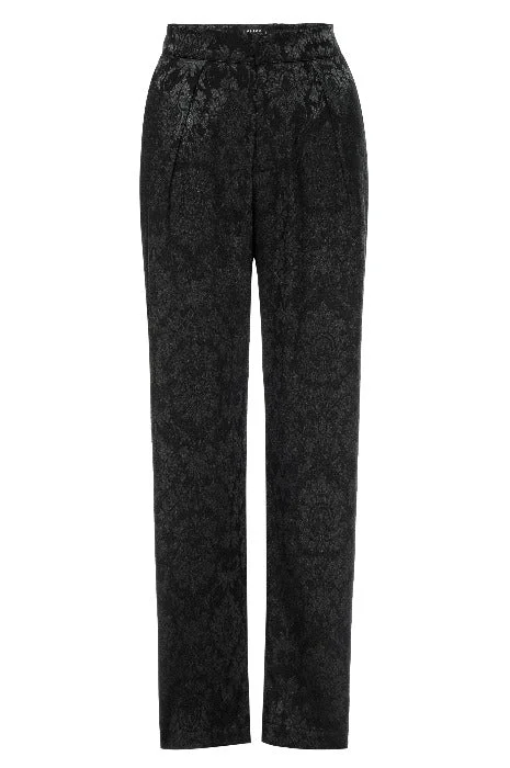 Liza Black Jacquard Tux Pant Comfortable Denim Trousers