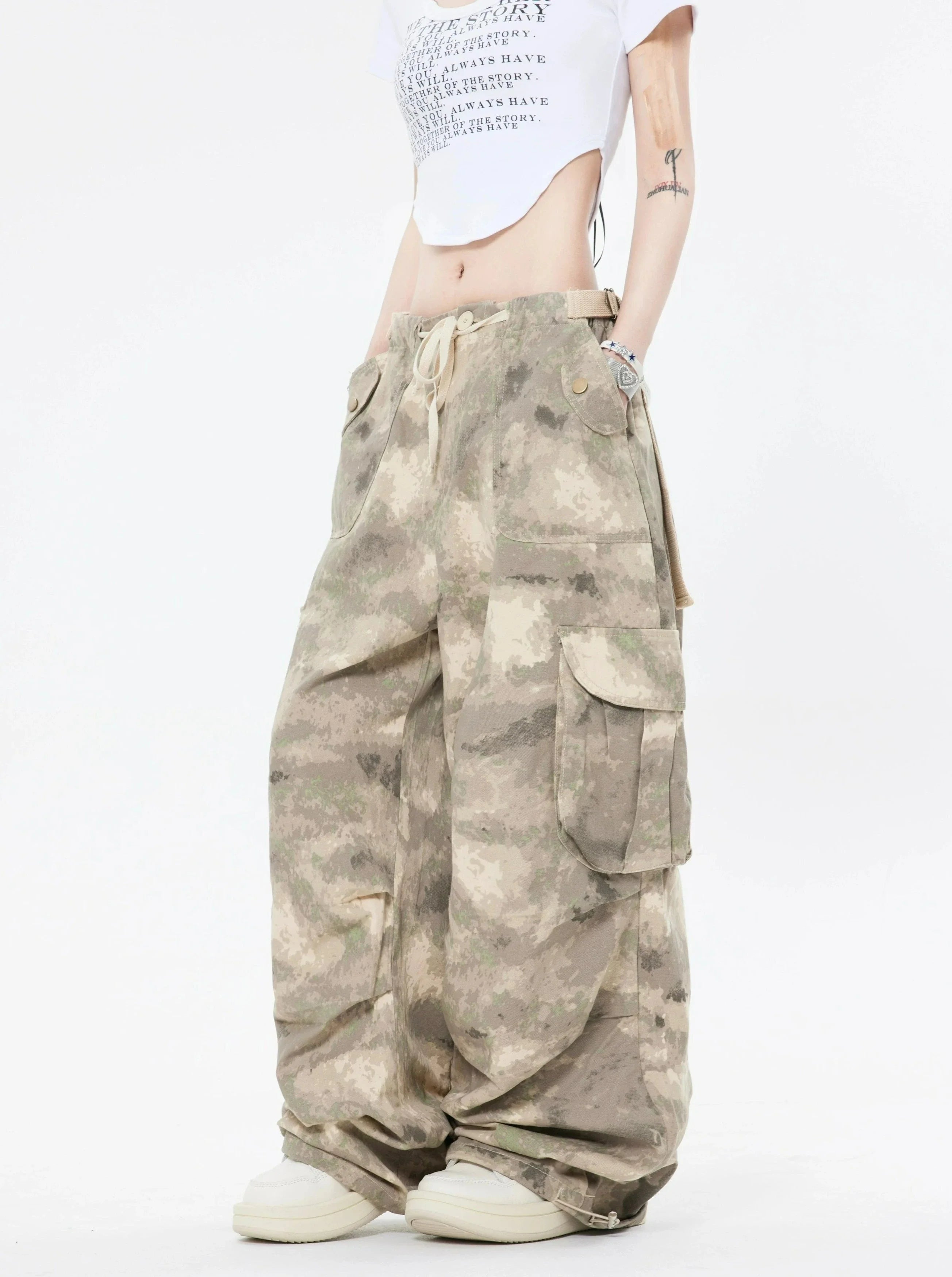 Desert Camo Wide Cargo Pants Casual Wide Pants