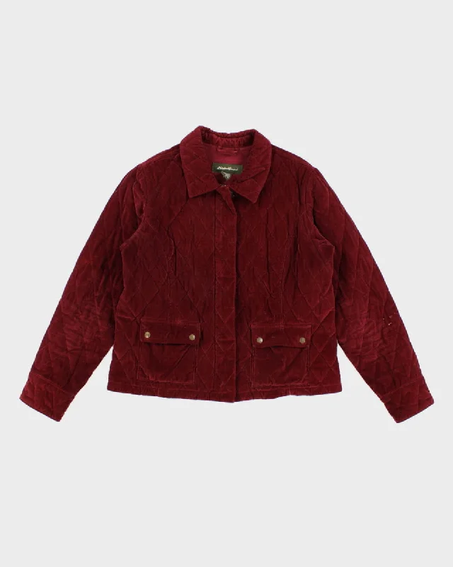 Eddie Bauer Red Corduroy Jacket - L Denim Fabric Leather Fabric Suede Fabric