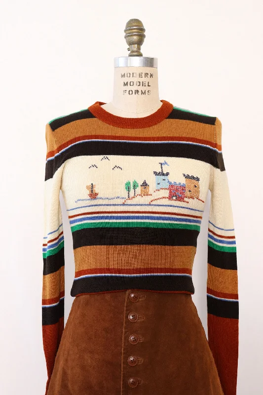 Castle Cross Stitch Sweater S/M Jersey Fabric Tulle Fabric Batik Fabric