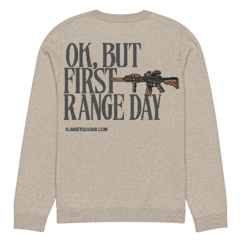 Range Day Knitted Crewneck Sweater Print Jacquard Patchwork