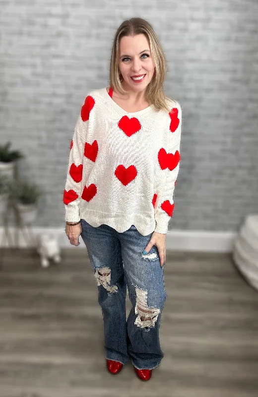 I Heart You Ivory & Red Sweater {And the Why} Slim Fit Regular Fit Oversized