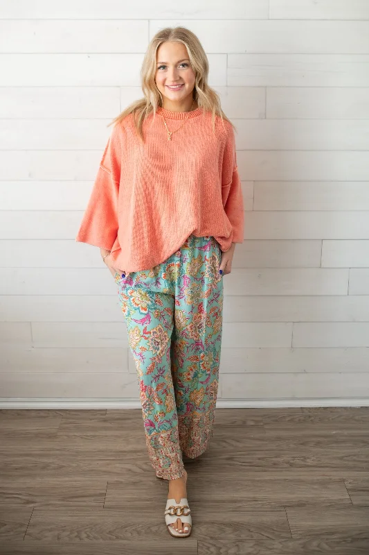 Easel Rayon Wide Leg Pants-Seafoam Cozy Lounge Pants