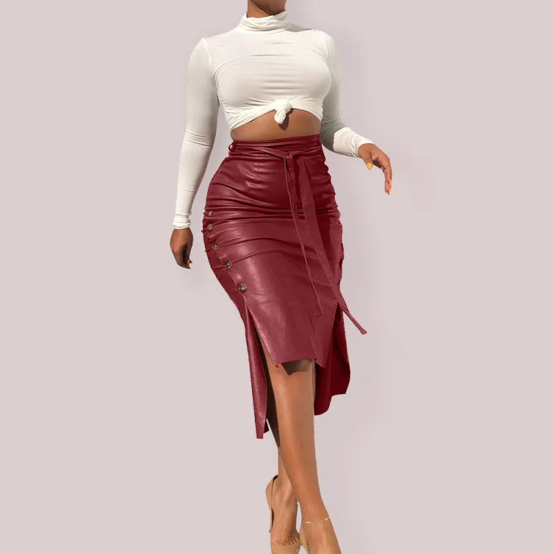 Ladies Casual Fashion Slit Mid Length Slim Skirt wool skirt sturdy