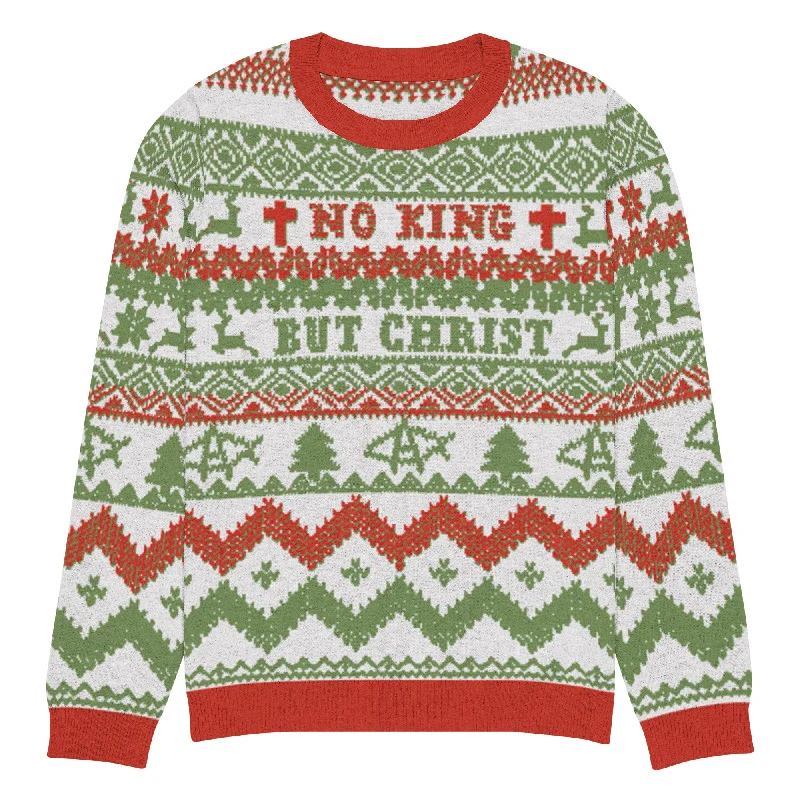 AnarchoChristian No King but Christ Knitted Ugly Christmas Sweater Modern Contemporary Chic AnarchoChristian No King but Christ Knitted Ugly Christmas Sweater Modern Contemporary Chic