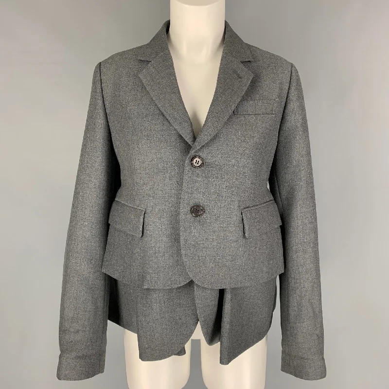 Noir KEI NINOMIYA Size M Grey Wool Mohair Layered Jacket Welt Pockets Slit Pockets Flap Pockets Noir KEI NINOMIYA Size M Grey Wool Mohair Layered Jacket Welt Pockets Slit Pockets Flap Pockets