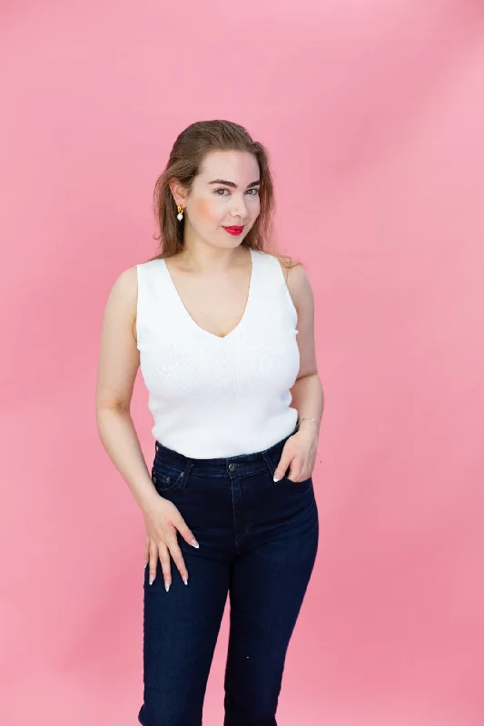 Sleeveless V-Neck Sweater Top Fleece Sweater Nylon Polyester