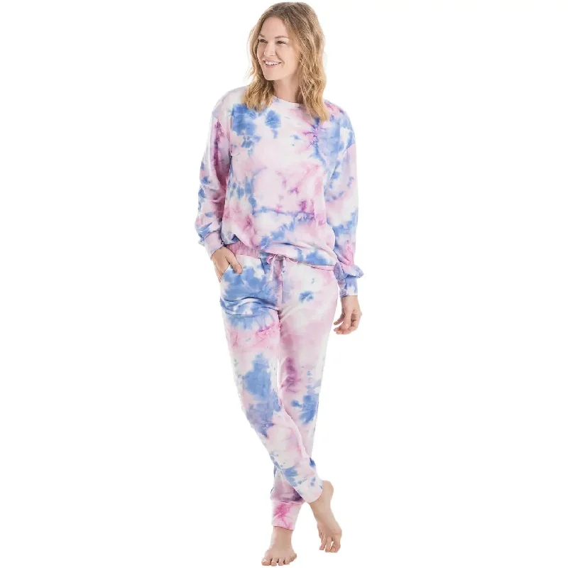 Tie Dye Loungewear Pants Set Casual Plaid Pants