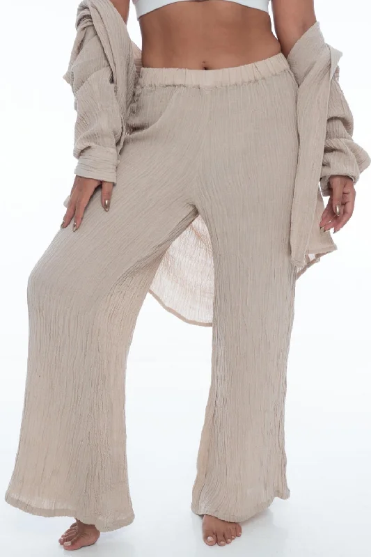 Luna Pants Natural Formal Linen Trousers