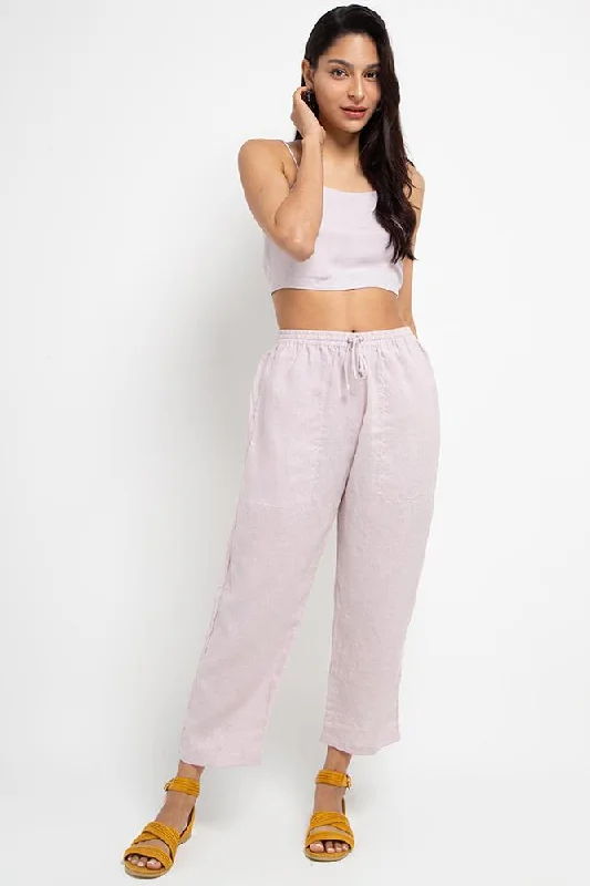 Cora Linen Pants Lilac Casual Skinny Fit Pants