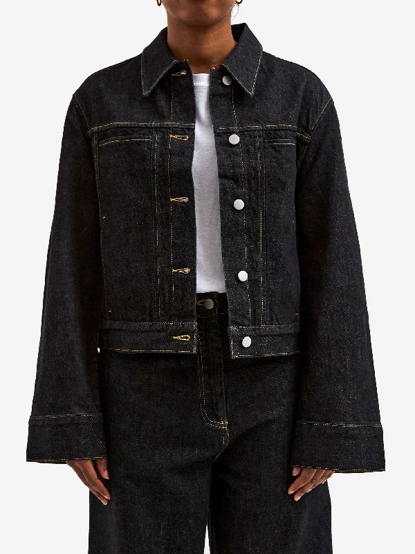 Studio Nicholson Tahoe Box Denim Jacket W - Black Faux Fur Jacket Real Fur Jacket Shearling Jacket Studio Nicholson Tahoe Box Denim Jacket W - Black Faux Fur Jacket Real Fur Jacket Shearling Jacket