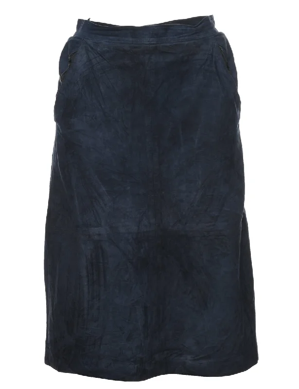 Navy Suede A-line Skirt - M tulle skirt dreamy