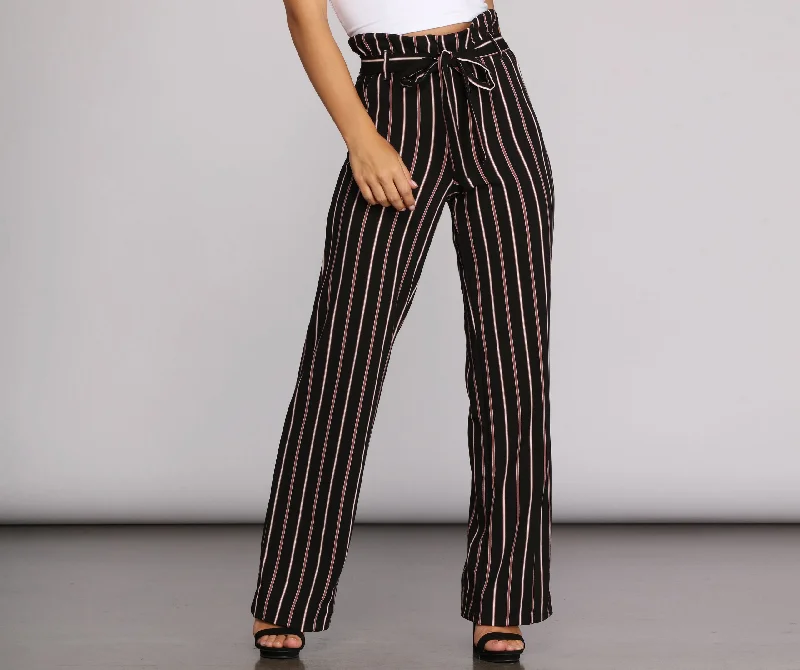 Keep It Striped Tie Waist Pants Stylish Harem Pants