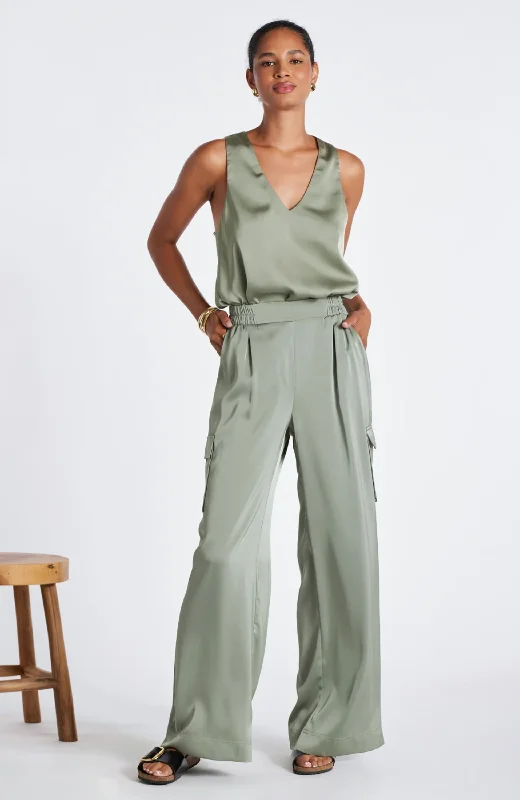Bishop & Young - Pull-On Satin Cargo Pant Soft Stretch Trousers