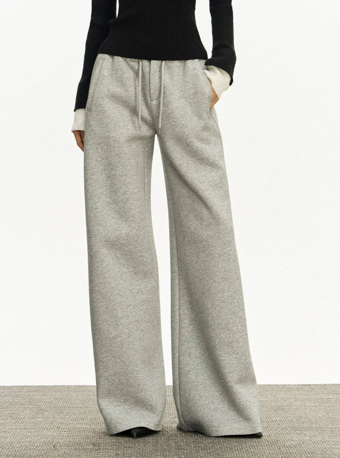 Wide Leg Semi-Flare Sweat Pants Lightweight Jogger Pants