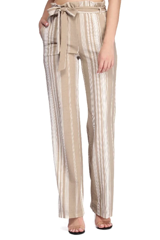 Just My Stripe Wide Leg Pants Stylish Slim Trousers