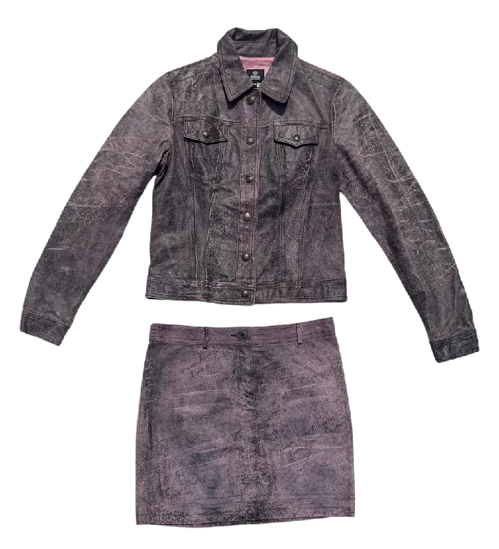 Rare Versace Suede Two Piece Skirt Suit - M mini skirt trendy