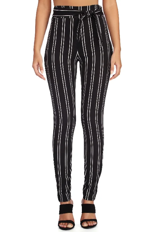 Tied In Pinstripes Pants Chic Checkered Pants