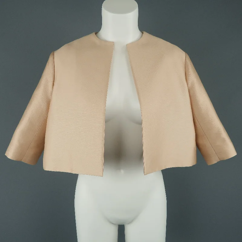 GIAMBATTISTA VALLI Size XS Pink Cotton / Silk Cropped A Line Bolero Jacket Jersey Jacket Tulle Jacket Batik Jacket GIAMBATTISTA VALLI Size XS Pink Cotton / Silk Cropped A Line Bolero Jacket Jersey Jacket Tulle Jacket Batik Jacket