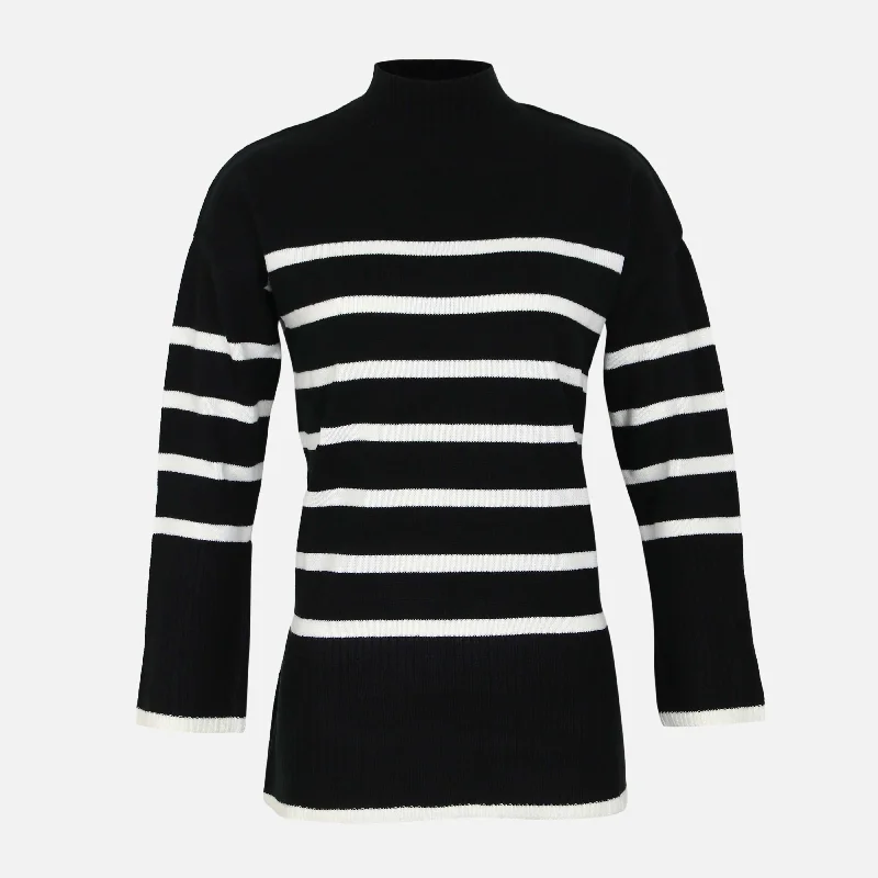 WOMEN STRIPED LONG SWEATER Bright Pastel Dark
