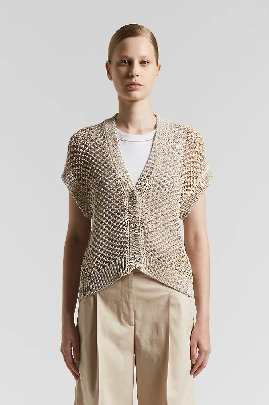 Soft cotton tricot sweater Toggled Drawstring Belted