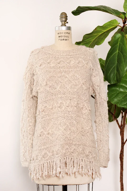 Oatmeal Fringe Tunic Sweater XS/S Wool Sweater Cotton Sweater Cashmere Sweater