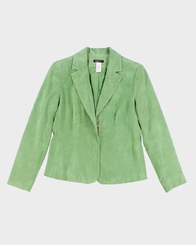 Y2K 00s Lime Suede Jacket - M Notch Collar Jacket Peter Pan Collar Jacket Cowl Neck Jacket Y2K 00s Lime Suede Jacket - M Notch Collar Jacket Peter Pan Collar Jacket Cowl Neck Jacket