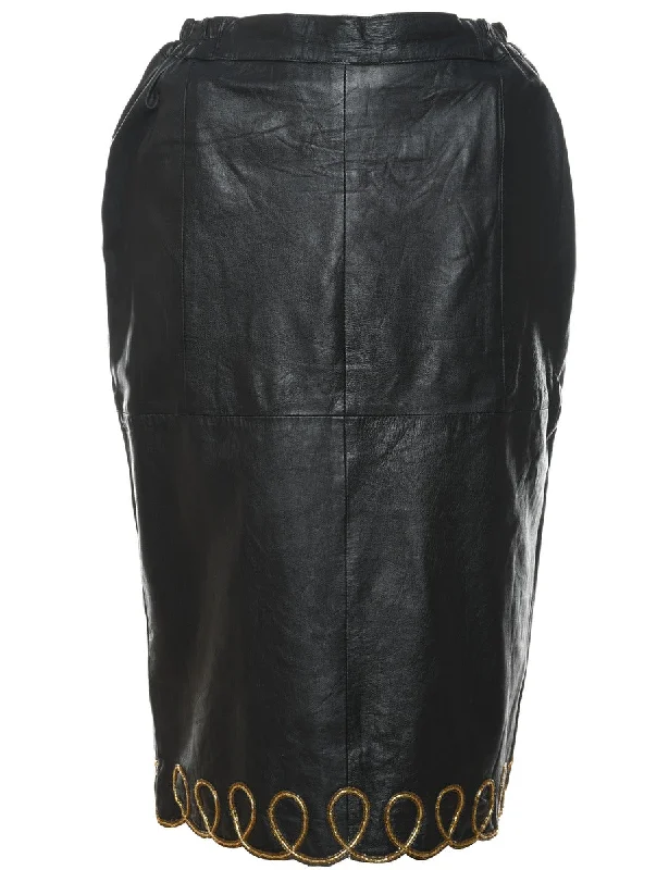 Pencil Shape Leather Skirt - S leather skirt sleek