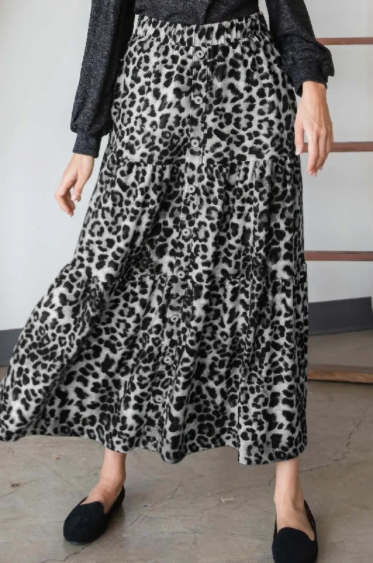 Leopard Maxi Skirt denim skirt stylish